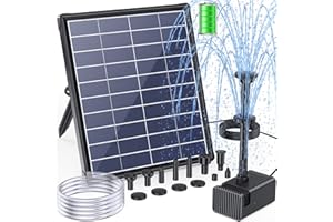 POPOSOAP 6.5W Solar Fountain Pump for Bird Bath Built-in 3000mAh Battery Backup, DIY Solar Water Fountain with Double-Layer Nozzles & Dry-Run Protection 5Ft Tubing for Ponds, Bird Bath, Water Features