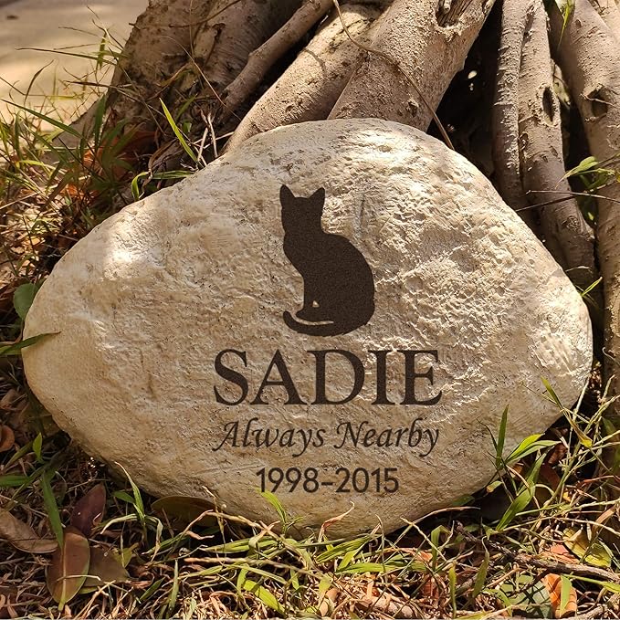 MARYTUMM Personalized Cat Memorial stone, Custom Cat Grave Markers, Cat