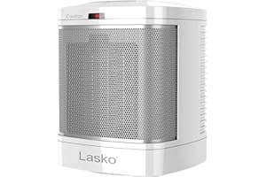 Lasko Portable Electric Ceramic Space Heater with ALCI Plug for Bathroom Use, 2 Heat Settings and Simple Heat Button, 8 Inches, White, 1500W, CD08200