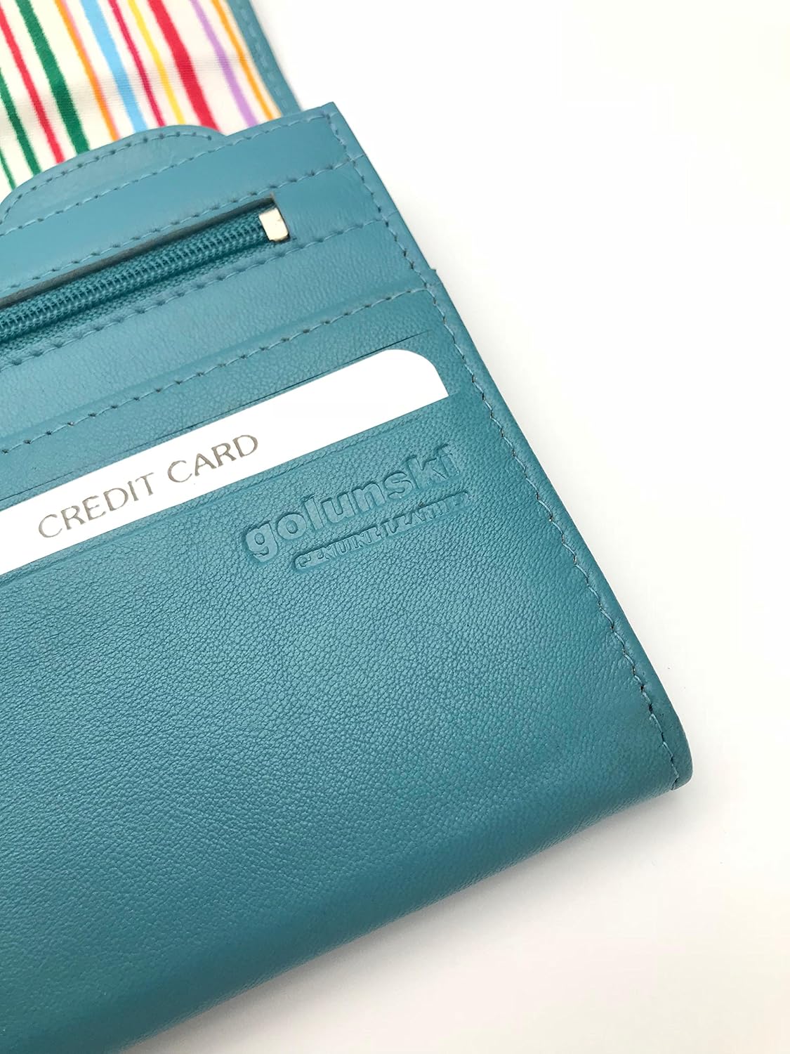 Travel Document Wallet Lockable Soft Leather in Sea Blue Colour - Image 5