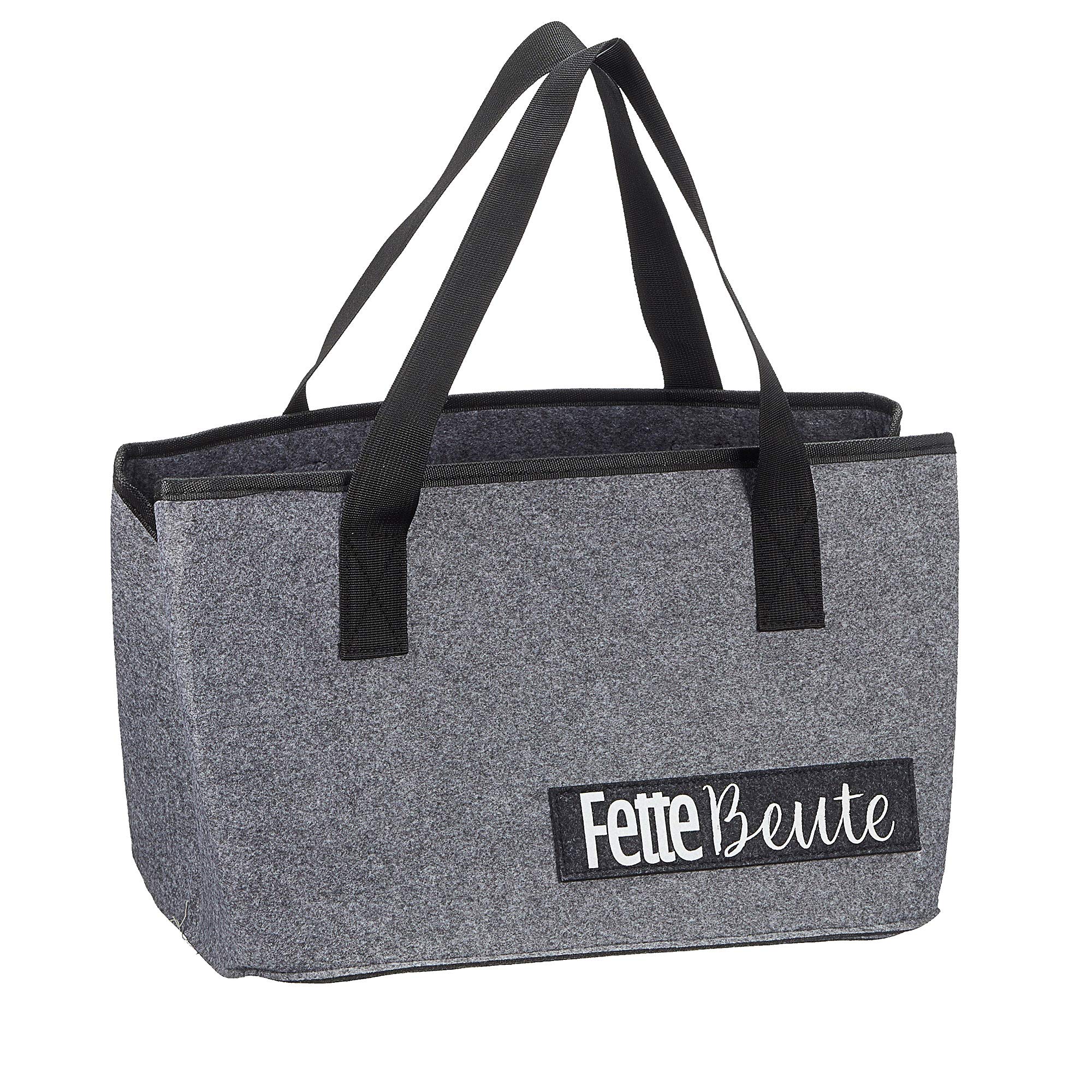 Felt Bag with Funny Sayings for Firewood, Shopping Bag, Newspaper Basket, Shopper Made of Felt, Foldable Firewood Bag, Felt Basket (Fat Bag)