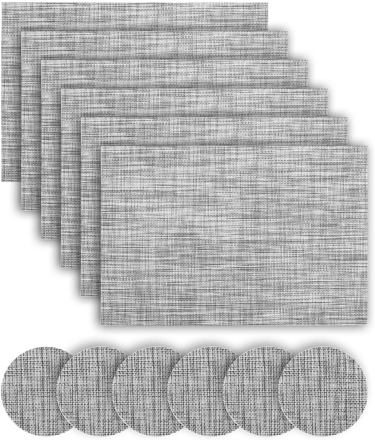 Vkatech 6-Pack Placemats Coaster Washable Heat Insulation Non-slip Woven Vinyl Place Mats(Grey)