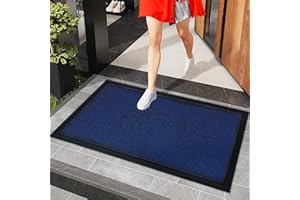 Fireosma Doormat,Welcome Matt for Front Door Mat Outdoor Indoor Entrance,Blue Outdoor Doormat,Durable Non-Slip Front Doormat,Entrance Rectangular Doormat,for High Traffic Areas(29.5" x 17.7")