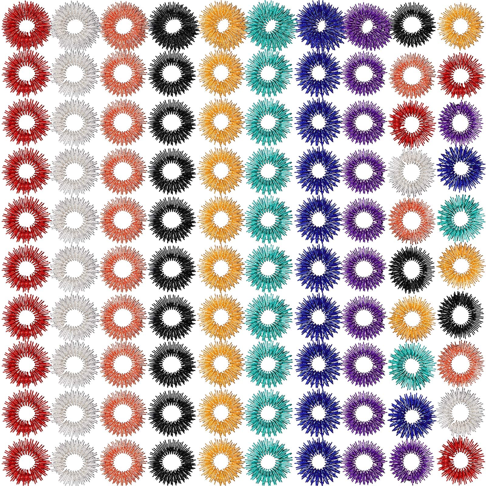 Photo 1 of 100 Pack Spiky Sensory Finger Rings, Acupressure Spiky Sensory Finger Rings for Adults, Silent Stress Reducer and Massager Fidget Ring for Anxiety for Men, Women(Classic Colors)