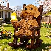 IVCOOLE Solar Dog Garden Statues Dog Decor Outdoor with Solar Light Garden Dog Decor for Porch Patio Yard Lawn Ornaments, Figurines Dog Lover Gifts for Mom, Grandma, Women, Housewarming Presents