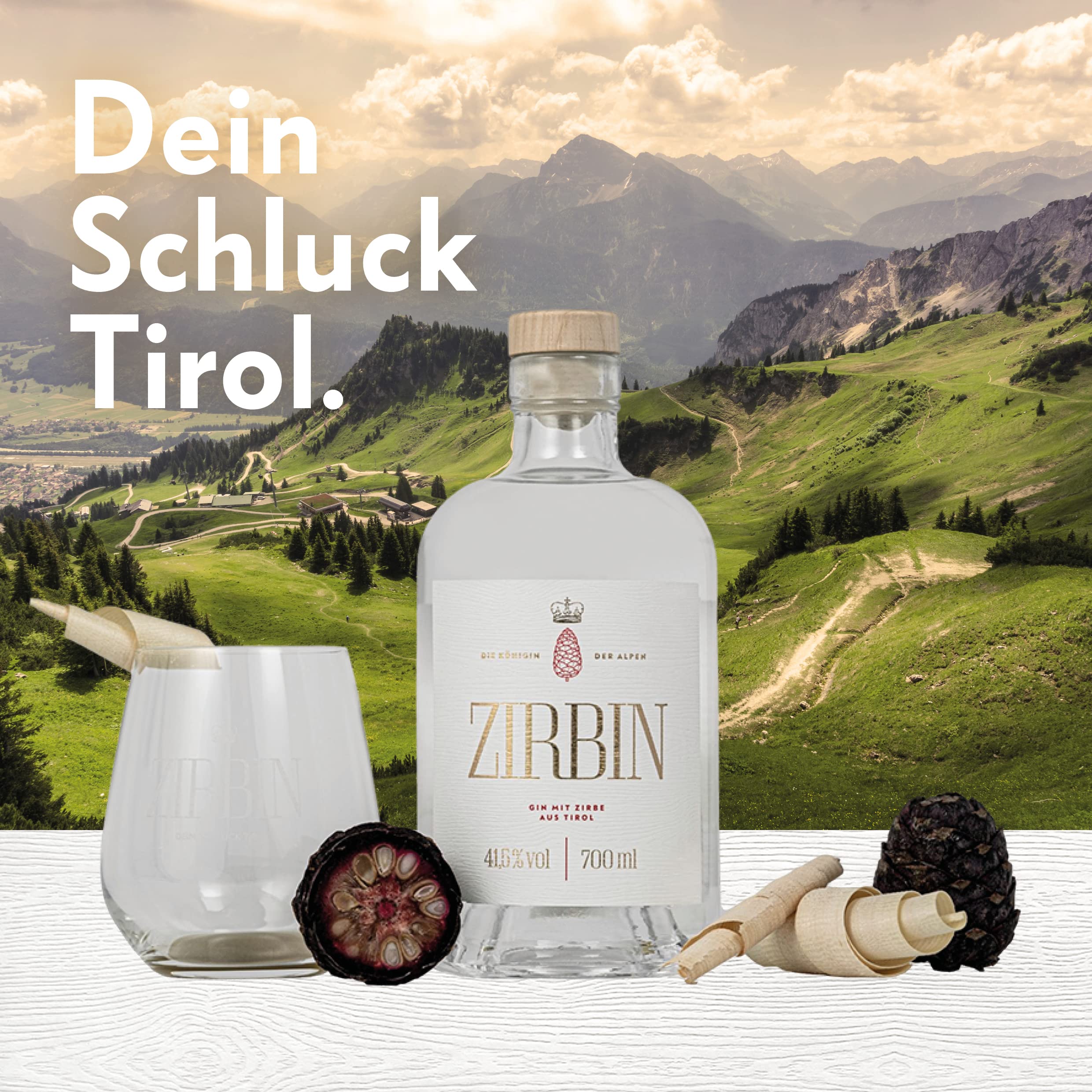ZIRBIN Dry Gin mit Zirbe – Premium Craft Gin aus Tirol, Österreich – Wacholder & Alpine Botanicals – 41,5% Vol – 700 ml – Ideal für Gin Tonic & Cocktails 4