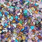 900pcs Natural Gemstone Chip Beads Bulk - Mixed Crystal Chips 5-8mm Pre-drilled for Jewelry Making DIY Crafts (0.55lb)