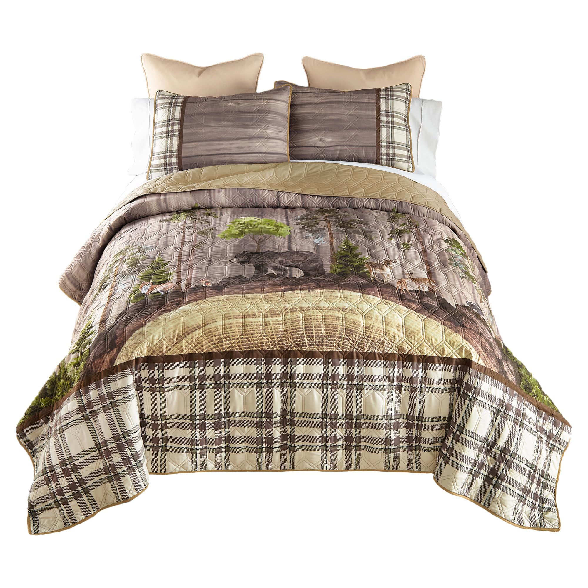 Photo 1 of Donna Sharp Wildwood Lodge Quilt Bedding Set - 3-Piece Queen Size Quilt Set - Includes 90" x 90" Quilt and 20" x 36" Pillow Shams - Machine Washable