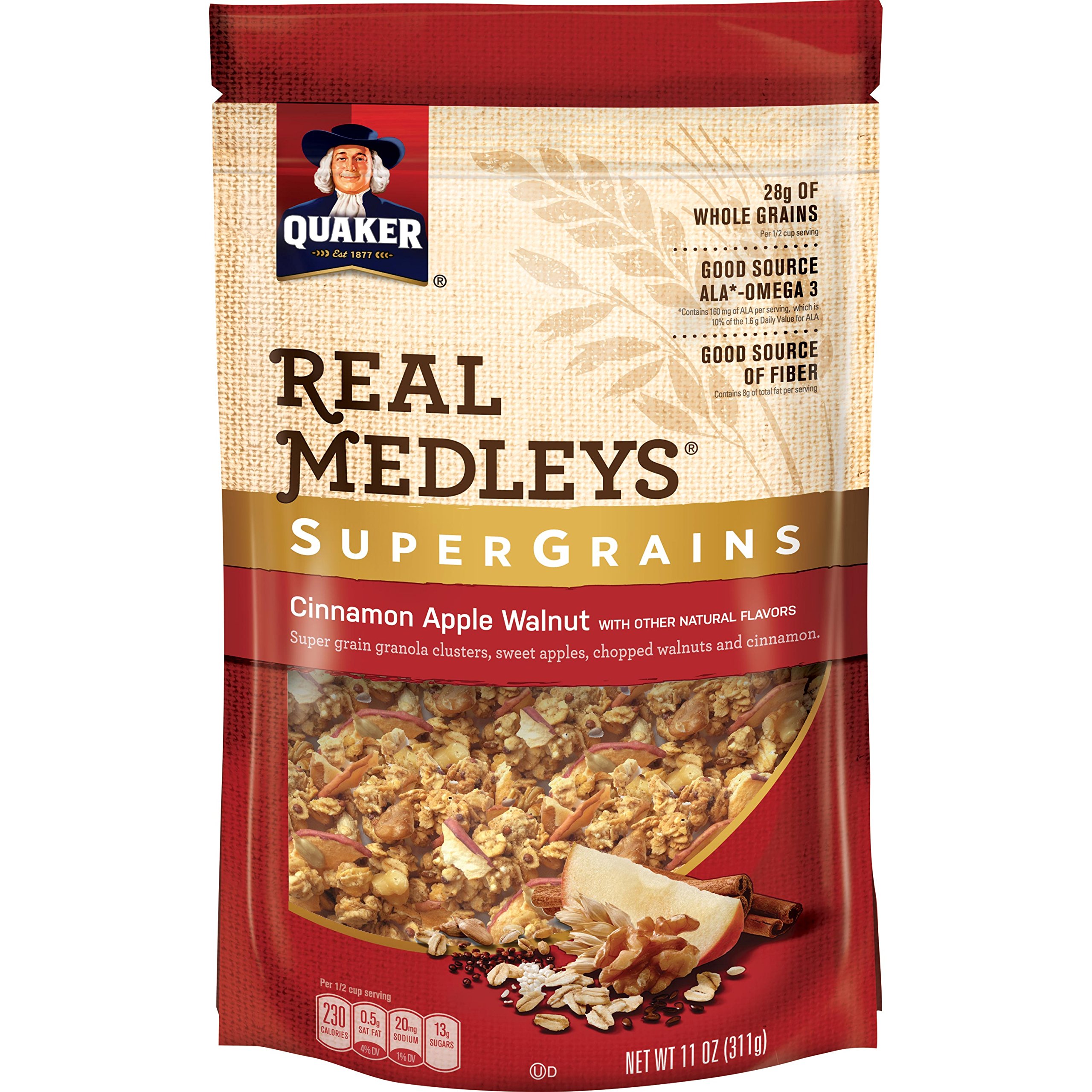 Quaker Real Medleys Super Grains Granola Cinnamon Apple 6 Count ( 11 Oz Pouch.. 31 91k1VaEMfVL