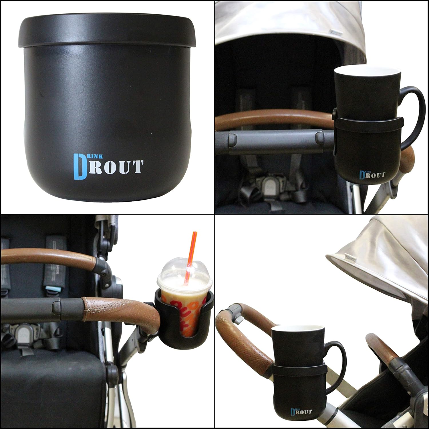 W4W Universal Stroller Cup Holder – Mega Strength Adjustable Clamp fits on Any Bike, Walker, Wheel Chair, Car – Large Adjustable Drink Holder fits Any Size Cup, Water Bottle, Can etc.: Baby