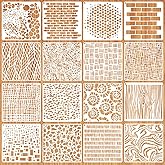 16pcs Layering Stencils for Painting, 6x6in Abstract Mixed Texture Stencils for Crafts Layered Pattern Templates Art Paint St