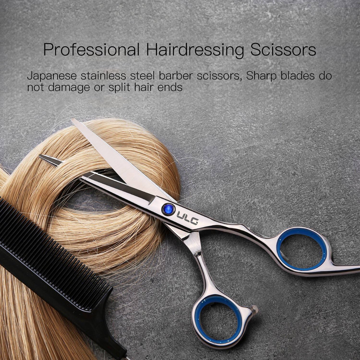 Hair Cutting Scissors Shears Professional Barber ULG 6.5 inch Hairdressing Regular Scissor Salon Razor Edge Hair Cutting Shear Japanese Stainless Steel with Detachable Finger Inserts: Home Improvement