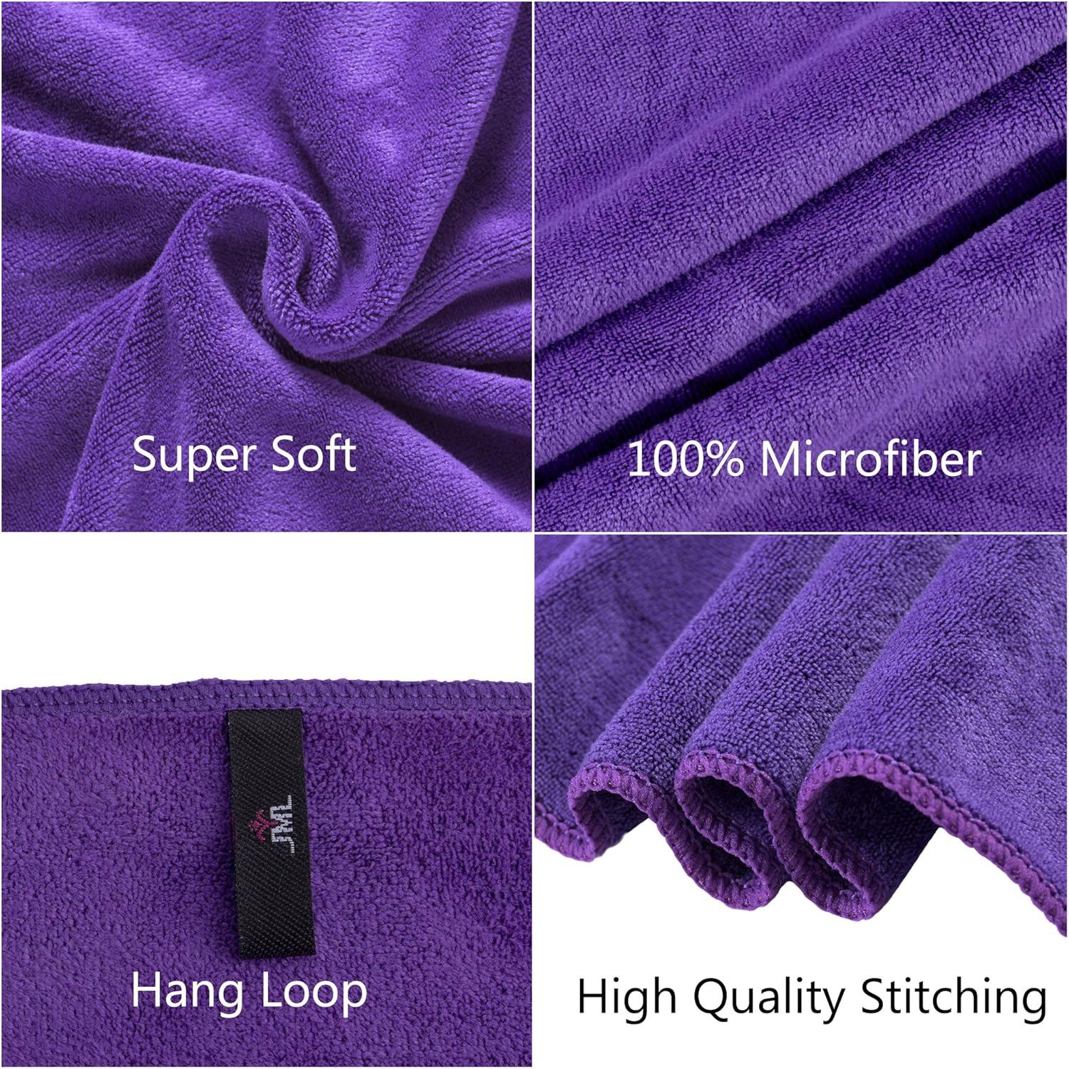 JML Microfiber Bath Towel 2 Pack(30" x 60"), Oversized, Soft, Super Absorbent and Fast Drying, No Fading Multipurpose Use for Sports, Travel, Fitness, Yoga, Grey: Home & Kitchen