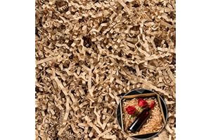 QOIUSO 8oz Brown Crinkle Paper Filler — 1/2LB Kraft Shredded Raffia/Crinkle Cut Paper for Christmas Gift Baskets, Boxes, Bags & Holiday Packaging — Fluffable Basket Filler, Reusable
