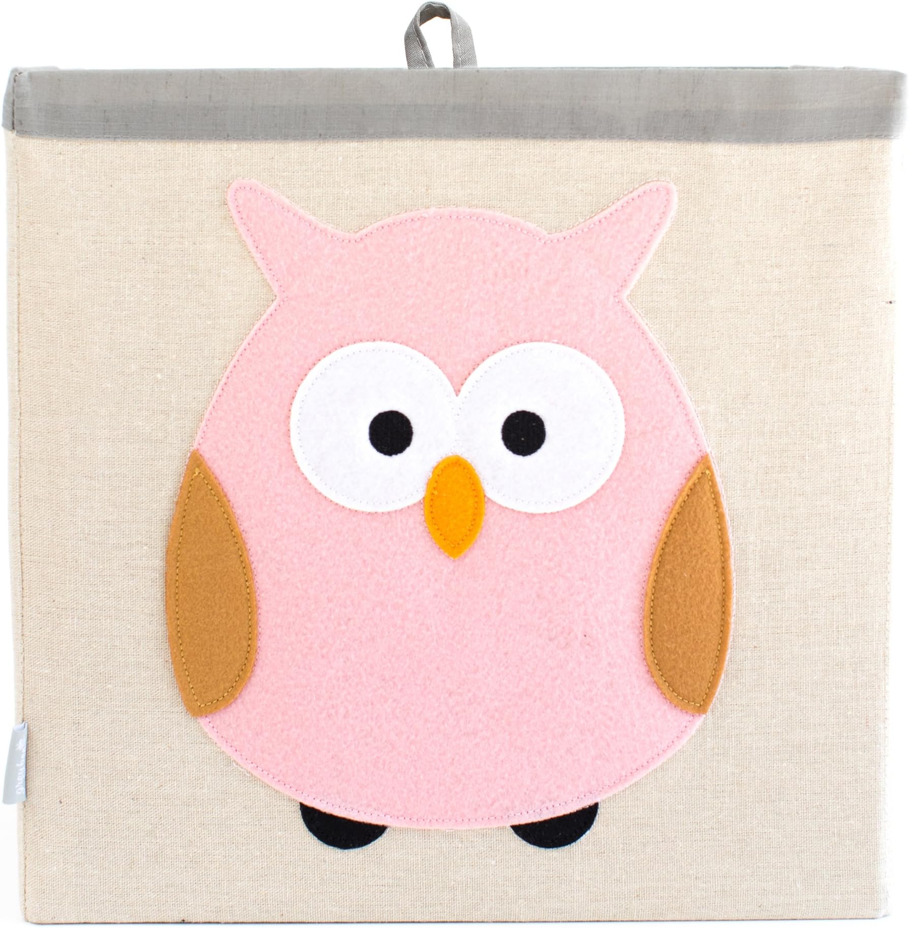 Grey Bee Animal Theme Canvas Storage Cube Bin Box for Kids, Brown- Owl