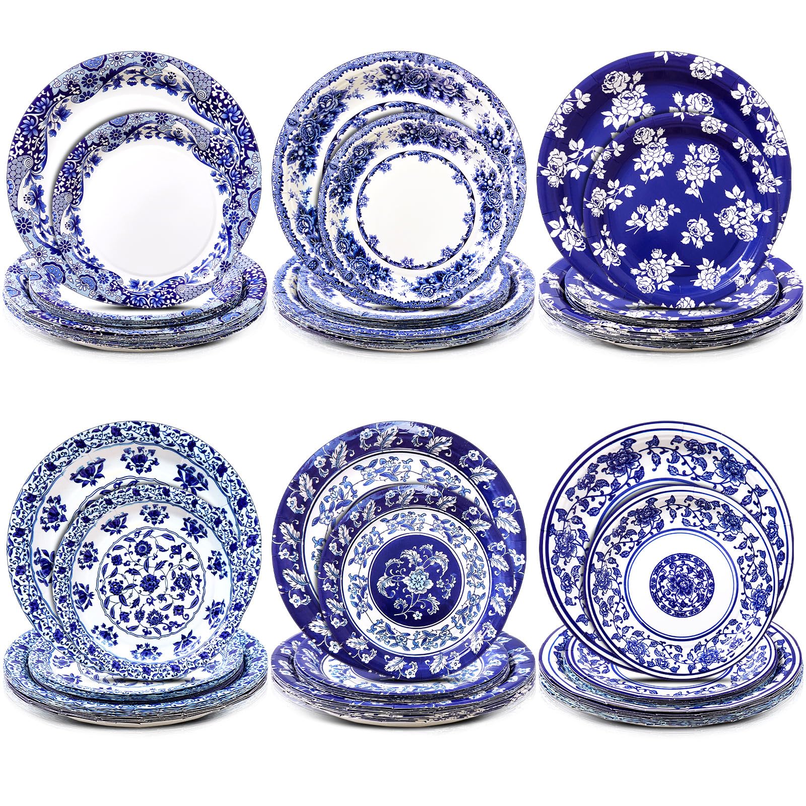 Photo 1 of Havawish 70 Pcs Blue and White Flower Paper Plates 7 InchBlue and White Chinoiserie Paper Plates Bulk Thick Disposable Papers Plate for Wedding Baby Shower Birthday Party Holiday Picnic