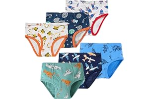 NAIVETE Baby Soft Cotton Underwear Little Boys Dinosaur Briefs Toddler Shark Undies Children Truck Panties(Pack of 6)