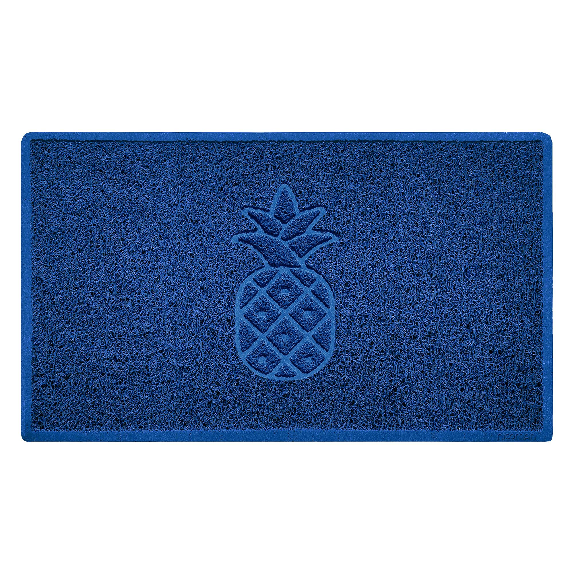 Nicoman Pineapple Embossed Shape Door Mat Dirt-Trapper Washable Barrier Doormat-(Use Indoor or Sheltered Outdoor)-(75x44cm/29.5x17.3inches,Medium) Blue