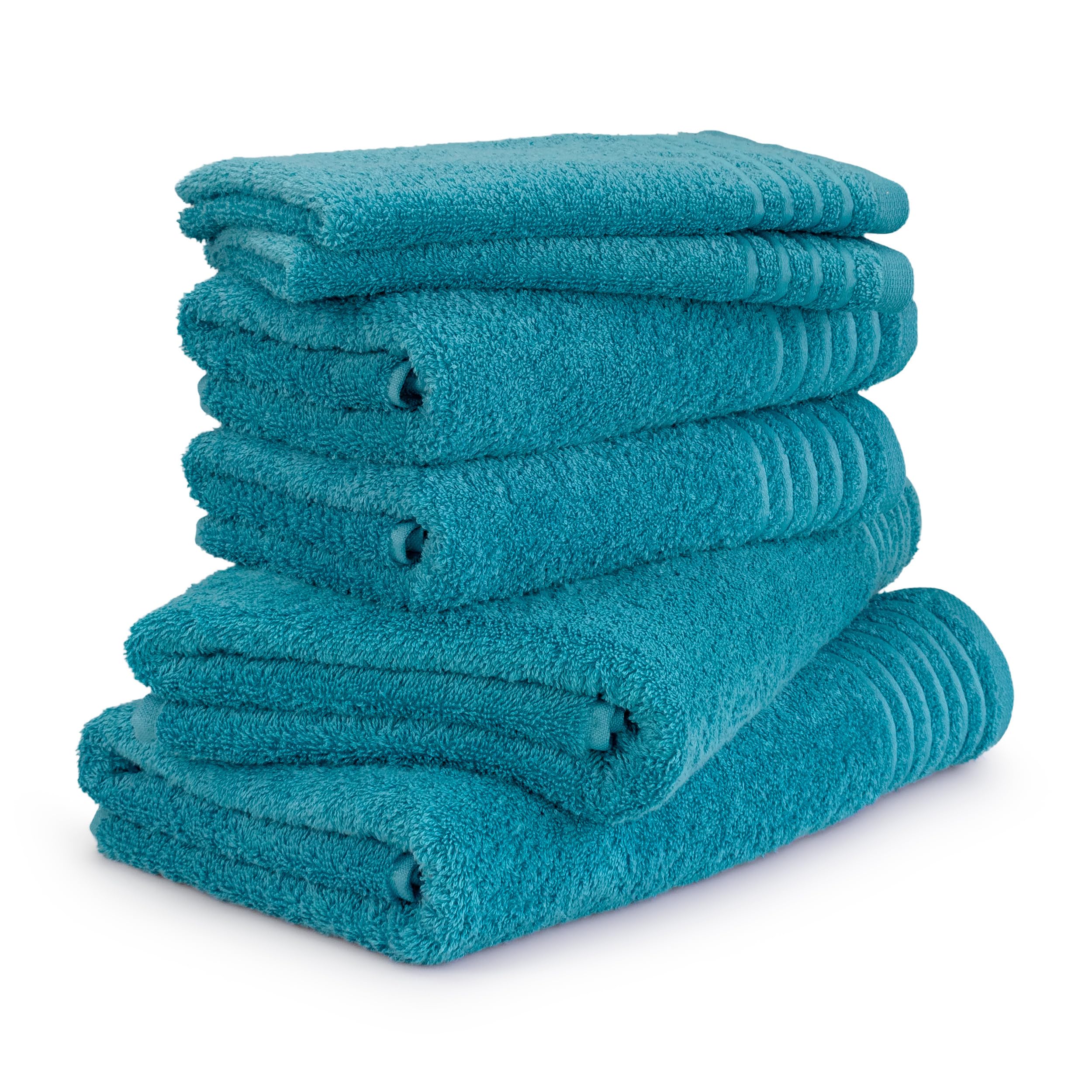 Möve Handtuchset New Classic 6-TLG Handtücher - 2X 30x50 cm + 2X 50x100 cm + 2x67x140 cm, 100% Baumwolle, Lagoon