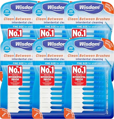 Wisdom Clean Between Interdental Brushes Fine Blue Pack of 20 (120 pcs)