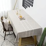 Home Brilliant Rectangular Table Cloth 132x260cm Striped Faux Linen view 3