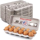 MT Products Blank Natural Pulp Egg Cartons Holds Up to Twelve Eggs - 1 Dozen - Strong Sturdy Egg Crate Cardboard Material Perfect For Storing Extra Eggs (25 Pieces) - Made in the USA