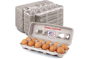 MT Products Blank Natural Pulp Egg Cartons Holds Up to Twelve Eggs - 1 Dozen - Strong Sturdy Egg Crate Cardboard Material Per