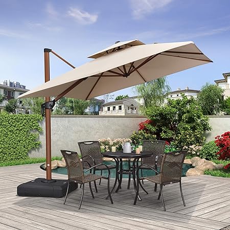 Amazon Com Purple Leaf 9ft Patio Umbrella Outdoor Square Umbrella Large Cantilever Umbrella Windproof Offset Umbrella Heavy Duty Sun Umbrella For Garden Deck Pool Patio Beige Garden Outdoor