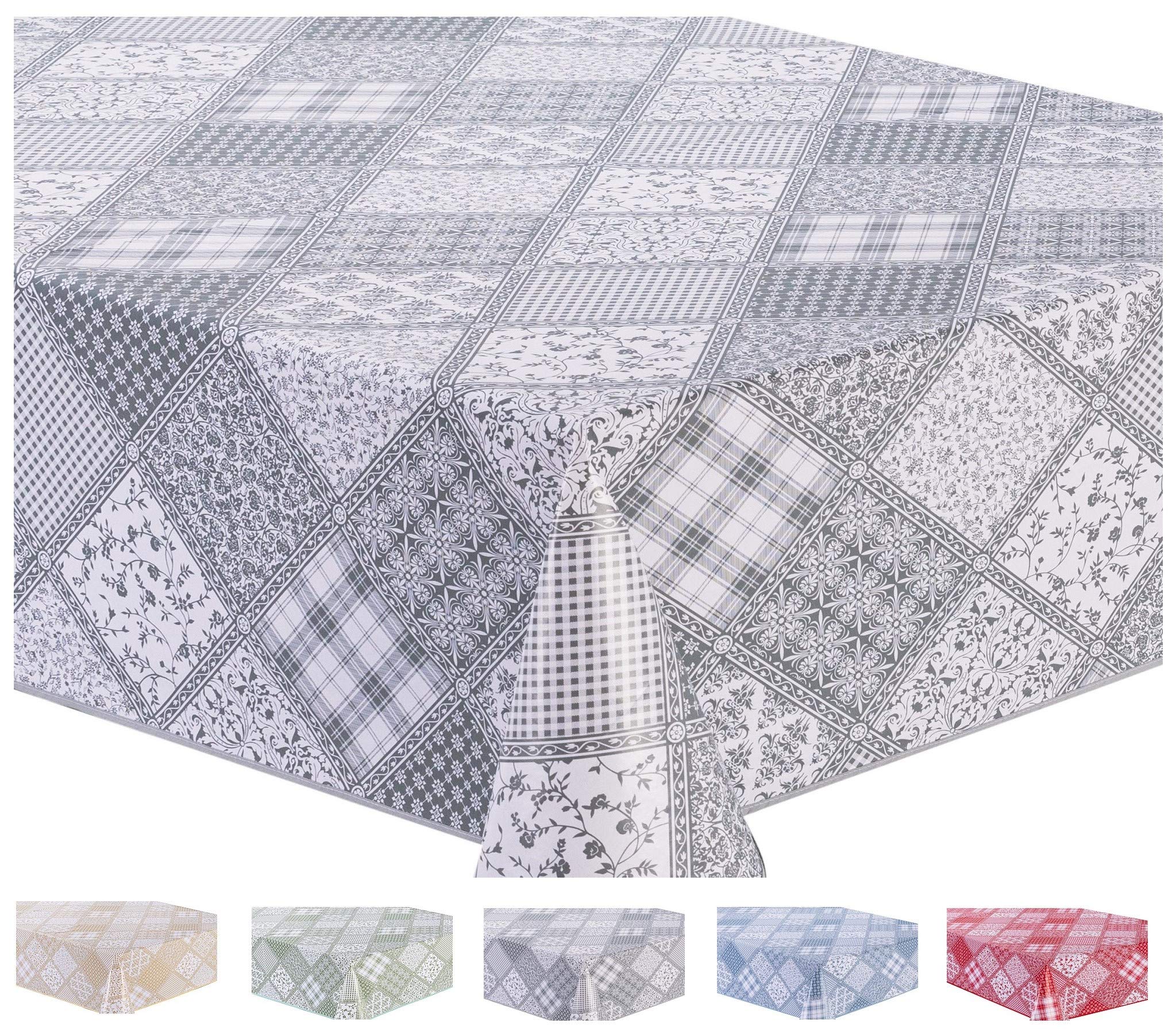 Home Direct Rectangular Oilcloth PVC Wipe Clean Tablecloth Table Cover 140cm x 200cm 55x78 Light Grey