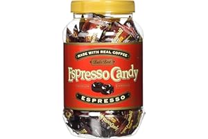 Bali's Best Espresso Candy, 1 Pound Jar, Individually Wrapped Hard Candy with Espresso Filled Center, Made with Real Sumatran Coffee, Halal