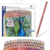 STAEDTLER Colored Pencils Set (72-Pack) - Ergonomic Triangular Barrel, Smooth 4mm Lines, Wood - 72 Vibrant Colors in Tin, for