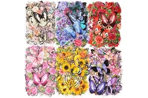 Knaid 300 Pieces Assorted Butterfly and Flower Stickers, Transparent Butterflies Floral Resin Decals Aesthetic Journaling Scrapbook Stickers for Card Making Bullet Junk Journal Planner Craft Supplies