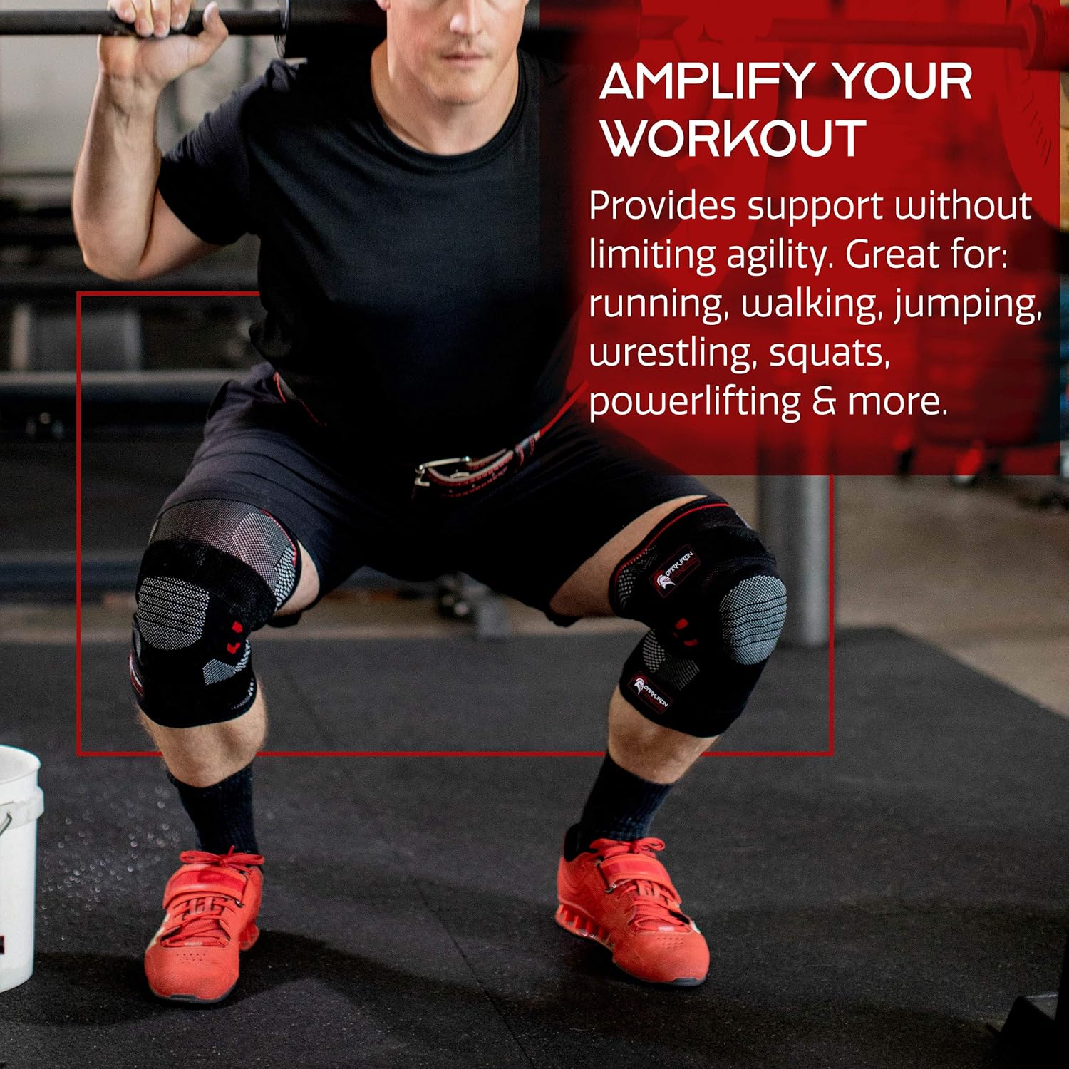 Dark Iron Fitness Knee Compression Sleeves for Weightlifting with Padded Support, 1 Pair : Sports & Outdoors