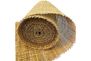 MINHKUST 24" Width Natural Brown Dark Square Rattan Cane Webbing Roll for Caning Projects | Pre-Woven Radio Mesh Cane Webbing Sheet for Furniture, Chair, Table, Ceiling (5 FEET)