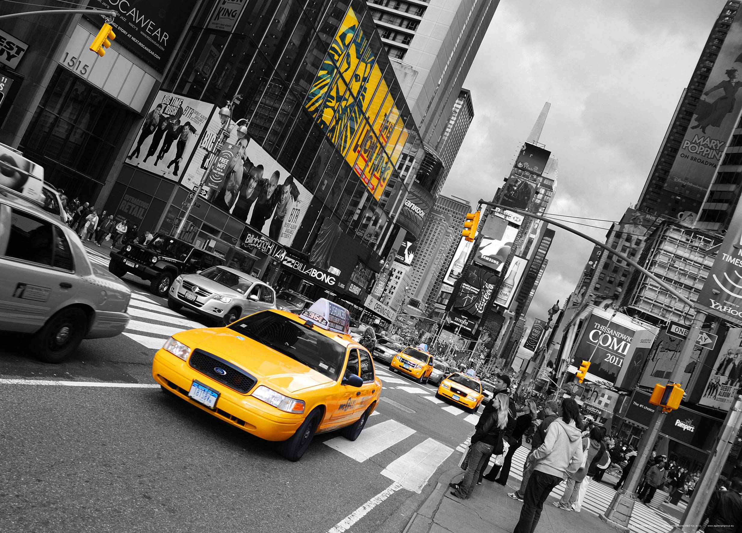 AG DESIGN Yellow Cab Giant Wall Poster, Non Woven, Multi-Colour, 160 x 110 cm