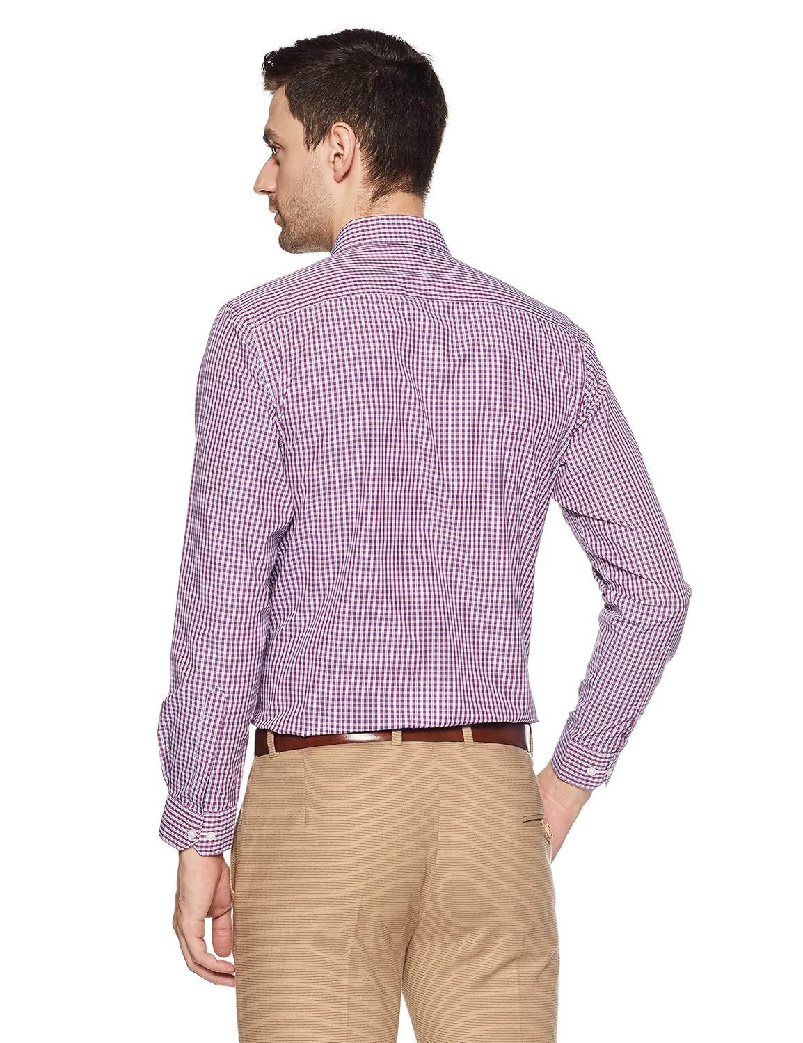 peter england men's checkered slim fit cotton formal shirt