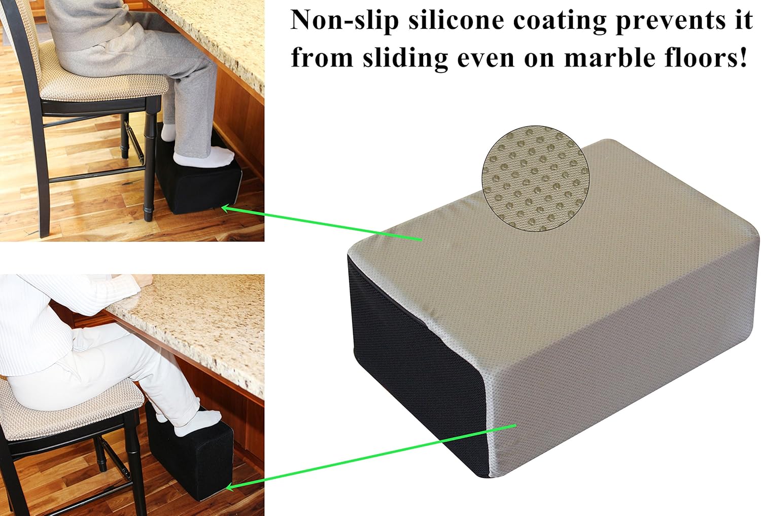 InteVision Extra Large Foot Rest - Foam Cushion with Non-Slip Nylon Cover (17.5" x 12" x 8") – Designed to Support Your Legs: Health & Personal Care