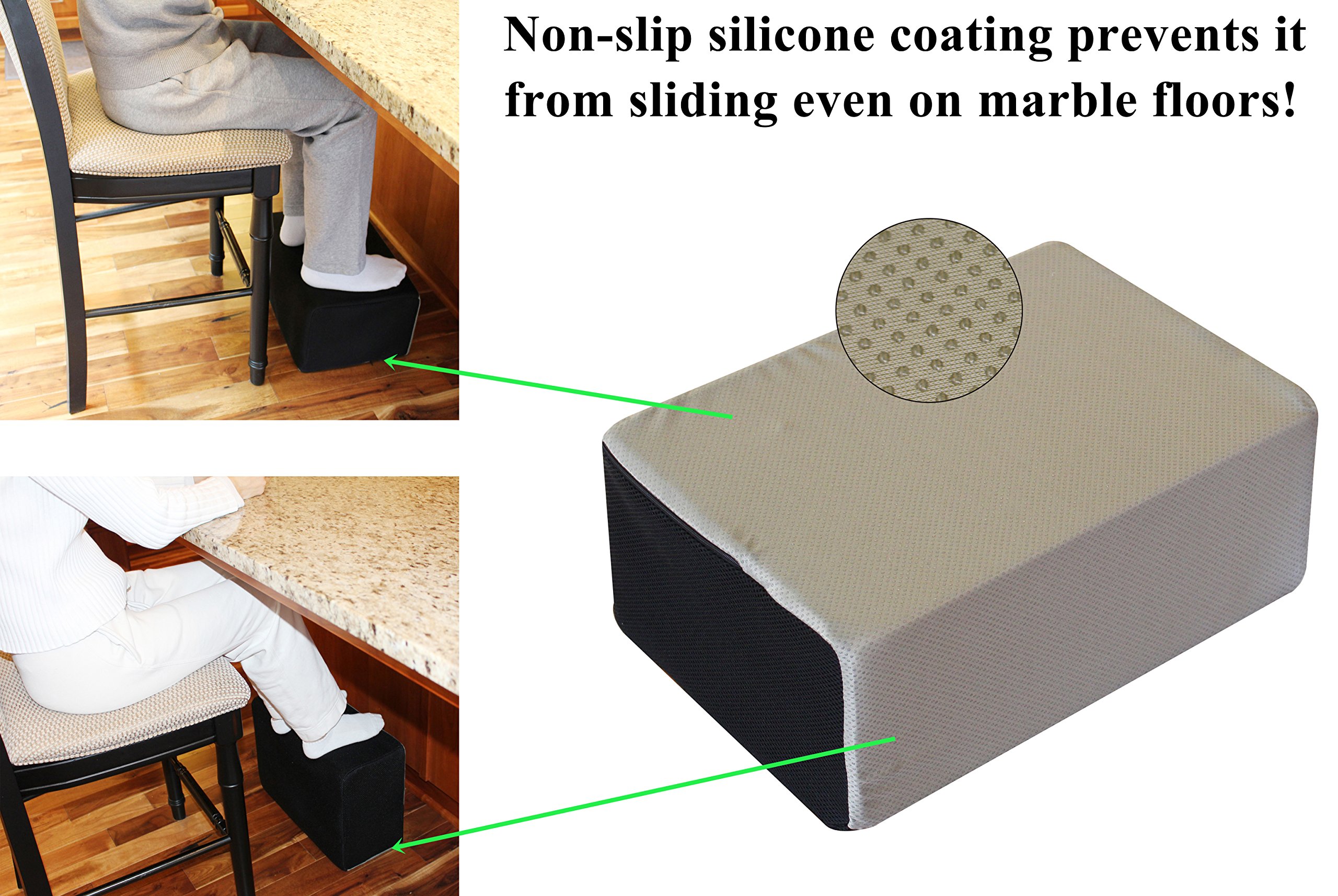 InteVision Extra Large 2-in-1 Footrest for Added Height - Premium Foam Cushion Works Great for Under Desk or bar - Will not Slide on Any Surface (17.5