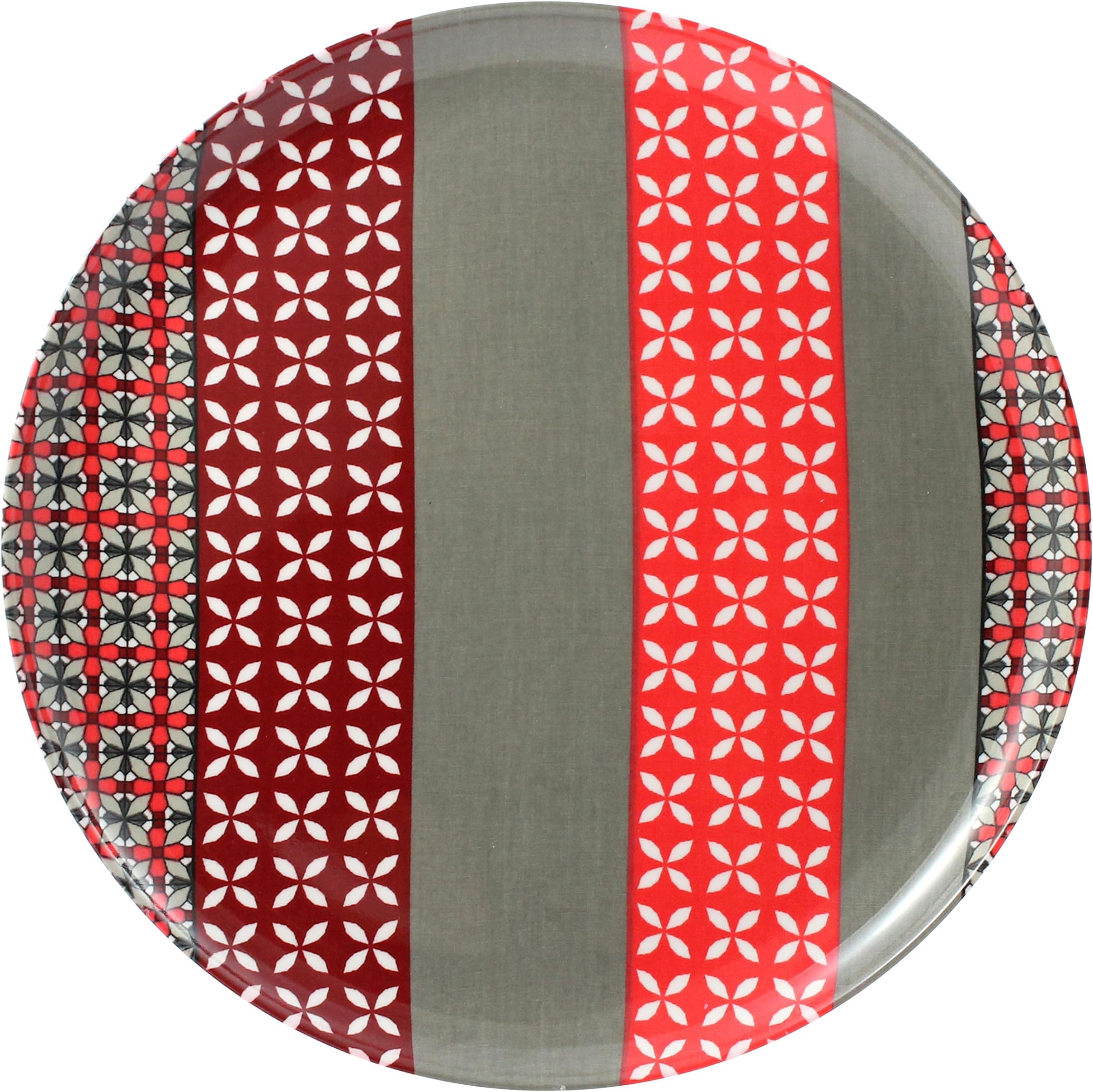 cartaffini – Pizza Provence Melamine Plate, Grey/Red – with Real Fabric Decoration (seelvy), Diameter 31.5 cm
