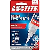 Cola Loctite Super Bonder Mega, Cola instantânea para reparos, Cola transparente para materiais diversos, Cola extraforte com