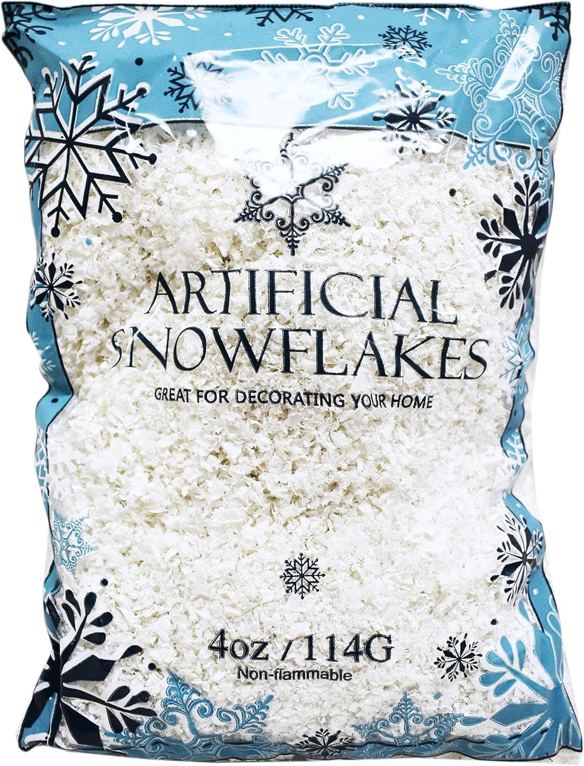 Artificial Snow - Black Duck Brand Snow Artificial Flakes 4 Oz Bag! Festive Fake Snow for Crafts, Christmas, and Decor! (1)