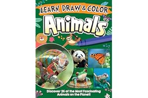 Learn, Draw & Color Animals: Discover 26 of the Most Fascinating Animals on the Planet! (Happy Fox Books) Activity Book for Kids Ages 5-10 - Whales, Pandas, Llamas, Sloths, Elephants, Koalas, and More