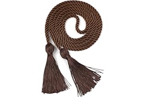 FtyFty 2Pcs Graduation Honor Cords 68" Long, Double and Single, Polyester Twisted Strand with Tassels 36 Colors (Brown)
