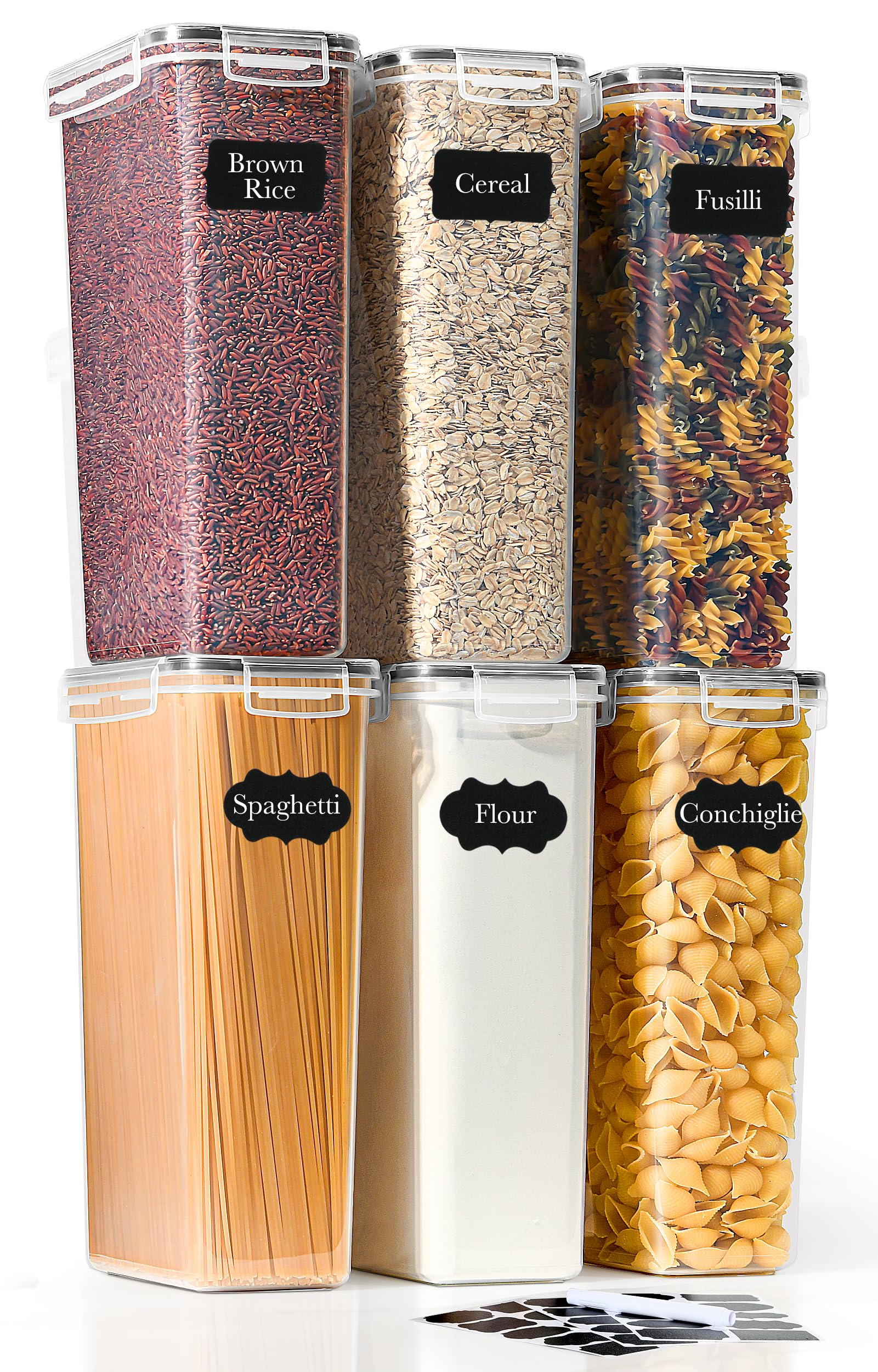 GoMaihe 6er Set Vorratsdosen mit Deckel Luftdichte: Vorratsbehälter mit Deckel 2800ml | Luftdichte Aufbewahrungbox Küche von Spaghetti, Nudeln, Mehl und Zucker | BPA-FREI | Spülmaschinenfest