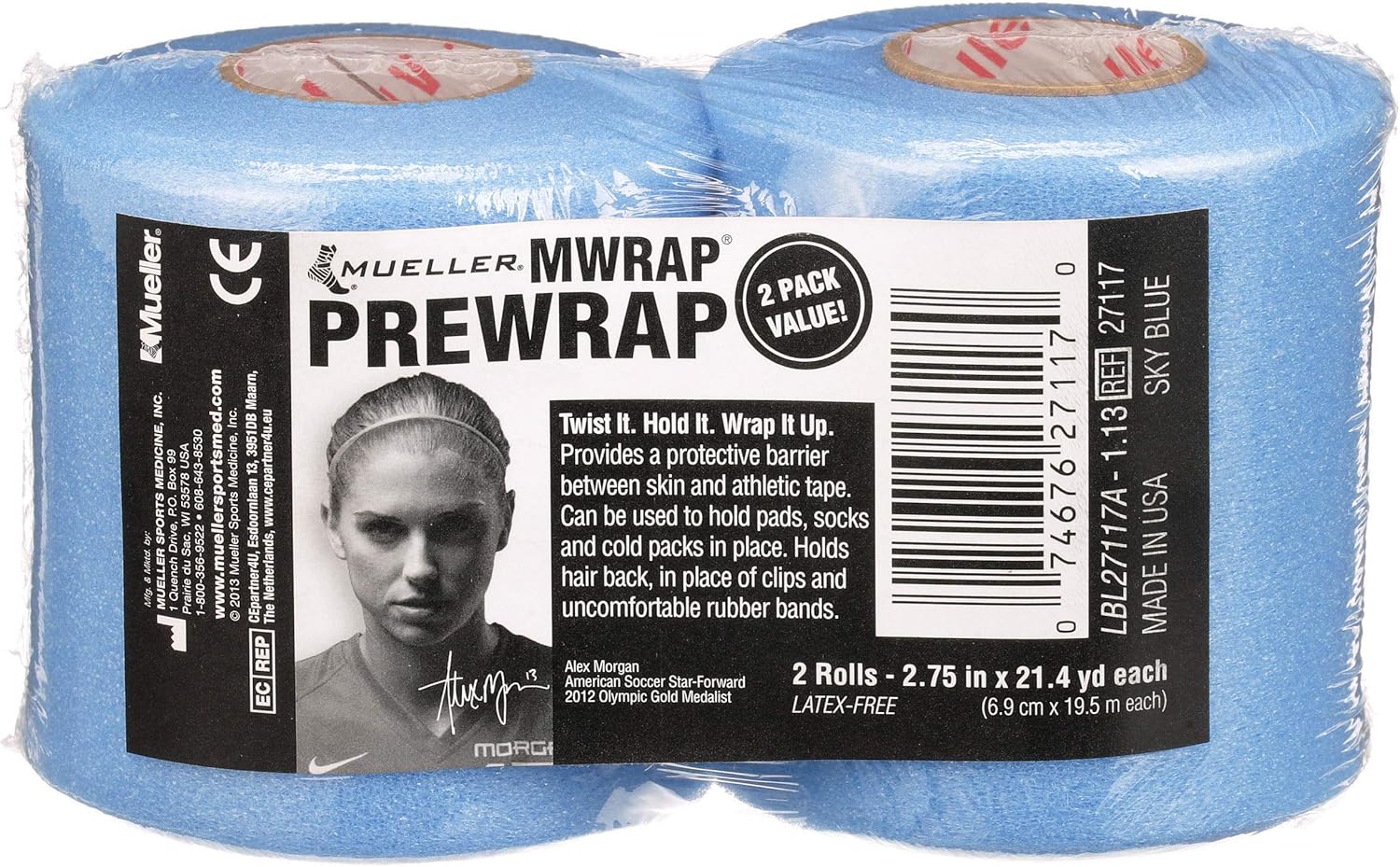 Mueller MWrap Latex-Free Prewrap, 2.75" X 21.4 Yd Roll, Purple, 2 Pack: Health & Personal Care