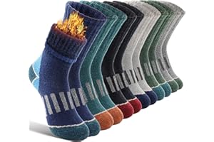 6 Pairs Kids Merino Wool Hiking Socks Boys Toddlers Thermal Winter Thick Warm Cushion Crew Socks