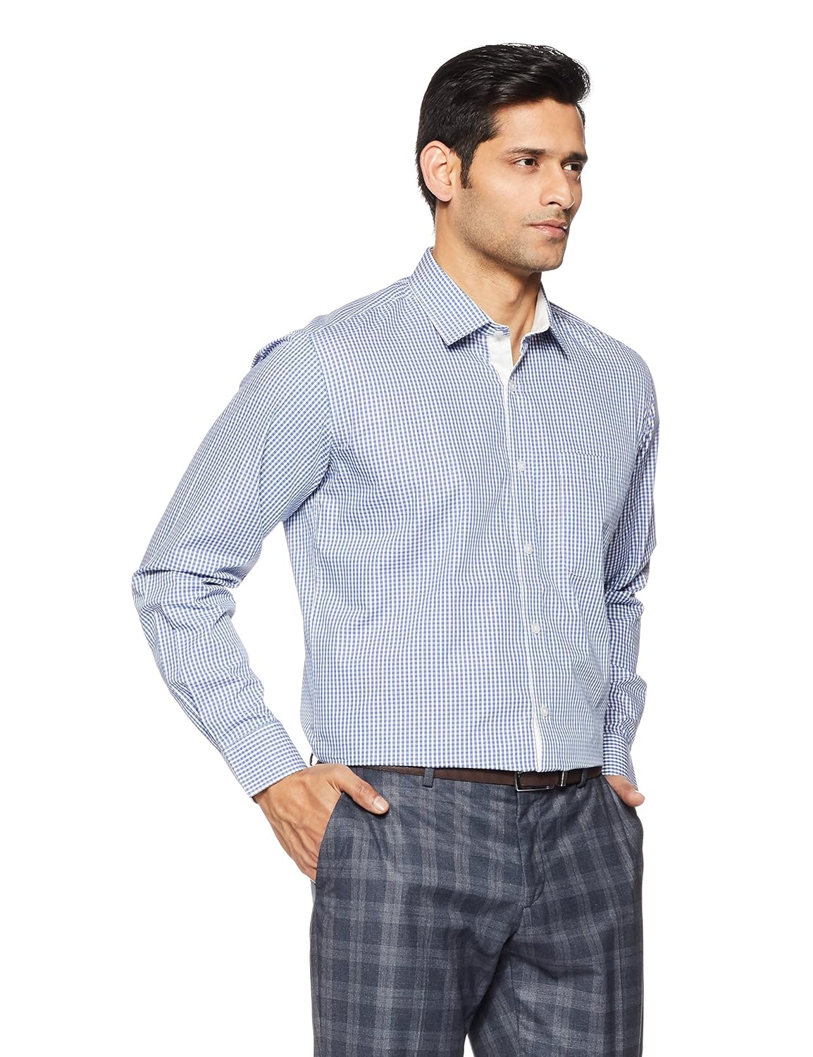 symbol amazon brand men's checkered regular fit cotton formal shirt
