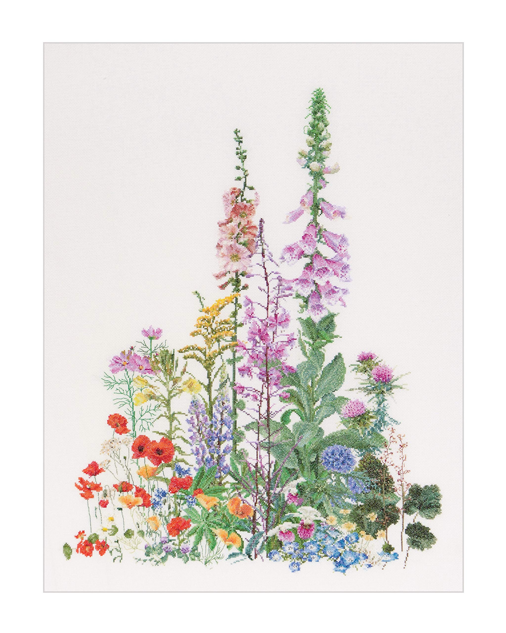 Thea Gouverneur - Counted Cross Stitch Kit - American Wild Flowers - Aida - 16 count - Embroidery Kits for Adults - Crafts - DMC Embroidery Threads and other Cross Stitch Supplies Included - 554A