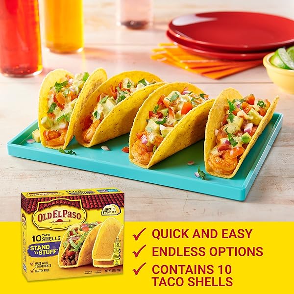 OLD EL PASO STAND ‘N STUFF TACO SHELLS, GLUTEN FREE, MEAL PREP, 10 CT, 4.7 OZ