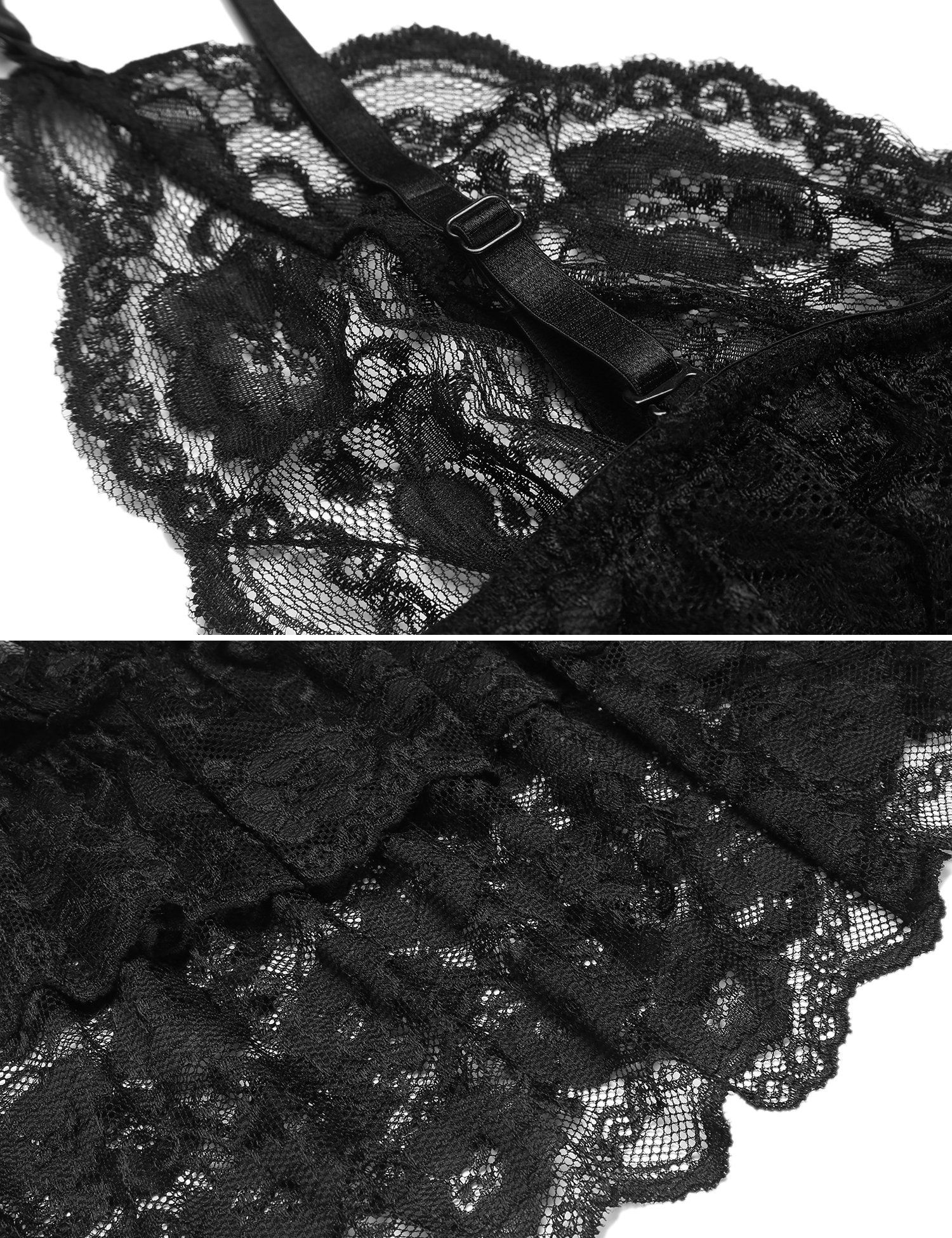 Avidlove Womens Pajama Set 2 Piece Lace Cami Shorts Sexy Nightwear(Black,S)